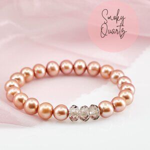 Pearl & Smoky Quartz  Stretch Bracelet